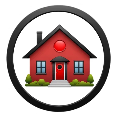 house with cancel slash circle over top like it's saying "NO HOUSE" sticker