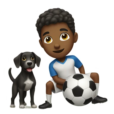 black boy playing soccer with his dog sticker