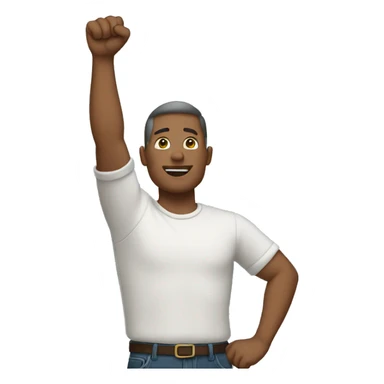 Man raising his arm up to the sky at an angle sticker