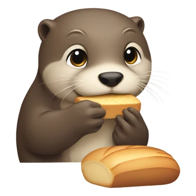 Tender otter eating a bread  sticker
