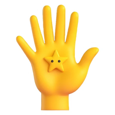yellow hand making the 'OK' gesture with a star on the palm, 3D emoji style sticker