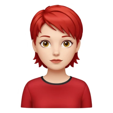lady in red clothes , short layer red hair sticker