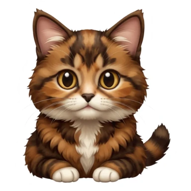 A high-resolution photo-realistic digital illustration of a brown multicoloured  tortoiseshell cat kitten, chest upward sticker