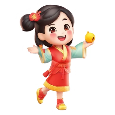 chinese girl waving her hand sticker
