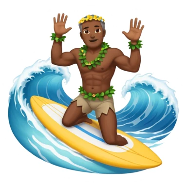 Dark muscular 50 year old man lei riding a big wave sticker