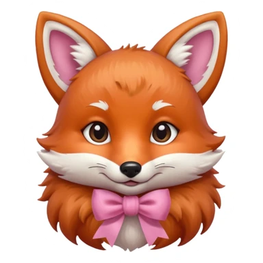 cute fox with pink bow, bust up sticker