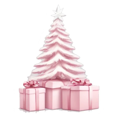Light pink Christmas gifts under a white Christmas tree  sticker