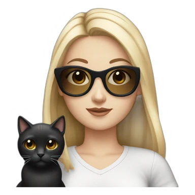 White girl with sunglasses and with black hair hold a grise cat  sticker