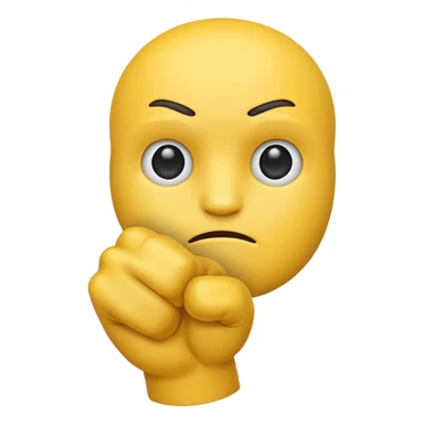 make just the simple yellow emoji with a fist infront of him and a strait face sticker