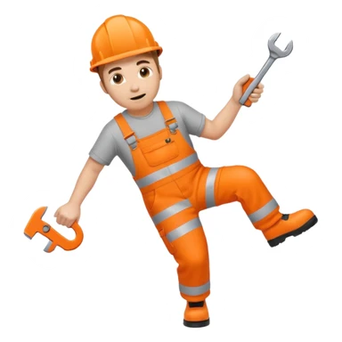 engineer hi-vis orange overalls falling over sticker