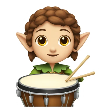 female elf bard with brown hair playing a drum sticker