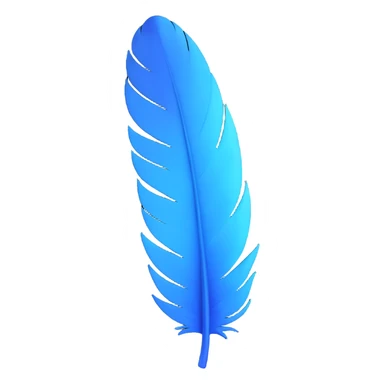 a blue feather with soft gradients and gentle curves, minimalistic style sticker