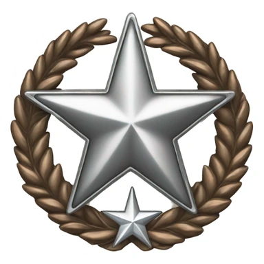 Bronze military badge with a silver star and a wreathe sticker
