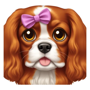 Cavalier king charles dog ruby color with bow sticker