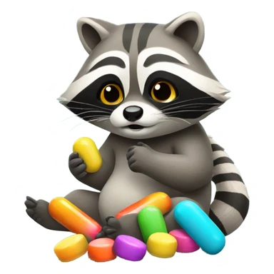 Raccoon eating pills  sticker