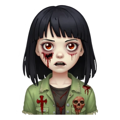 zombie girl with black hair and bangs sticker