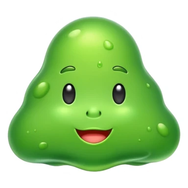 cute green slime blob, shiny, simple face sticker