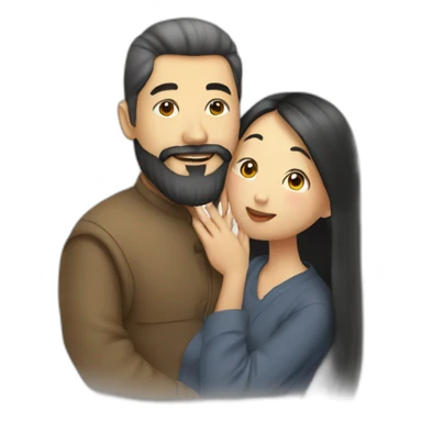 man-with-beard-kisses-asian-woman sticker