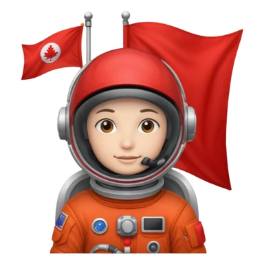 astronaut holding red flag sticker