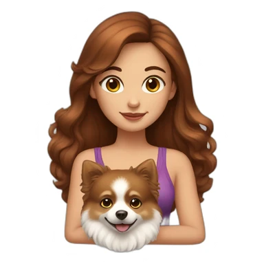 brown hair girl with red pomeranian sticker