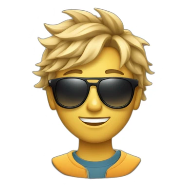 A stylish boy wearing earphones and sun glasses and in background music waves sticker