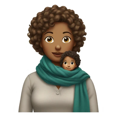 mum in scarf with toddler girl curly hair sticker