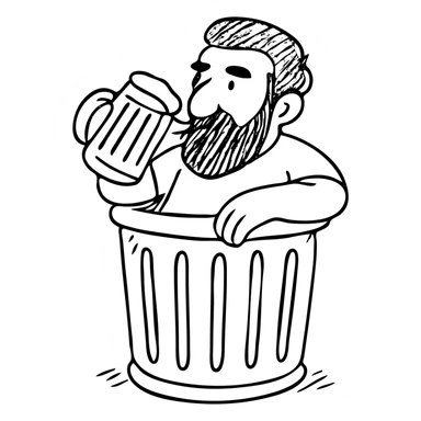 Armenian man drinking beer in a trash can sticker