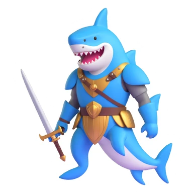 anthropomorphic shark wearing knight armor sticker
