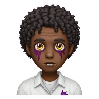 a curly haired emo zombie with a white blouse and dark skin man sticker