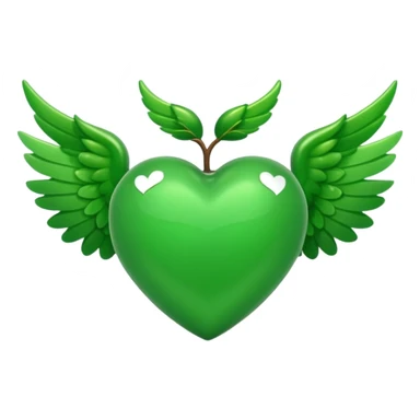 green heart with wings, apple emoji style sticker