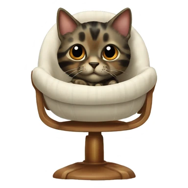 Tortoiseshell cat in a baby chair  sticker