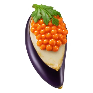 Eggplant with a tahini glaze topped with trout roe  sticker