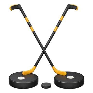 two hockey sticks crossing and a puck like the original apple hockey stick emoji sticker