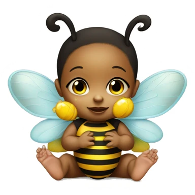baby girl with pacifier dressed as a bee sticker