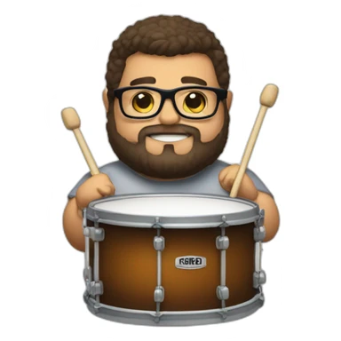 Fat boy Beard glasses playing drums sticker