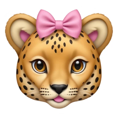 Cheetah  with a small pink bow on her ear￼ sticker
