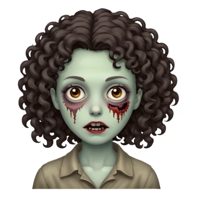 zombie woman with curly, slightly voluminous dark brown hair  sticker