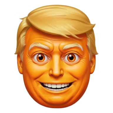 donald trump orange face smiling extremely wide cursed body horror sticker