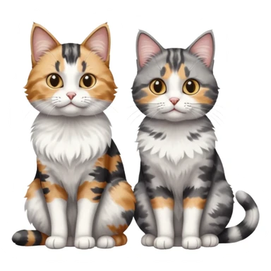 a realistic looking very fluffy grey and white cat sitting next to another cat sticker