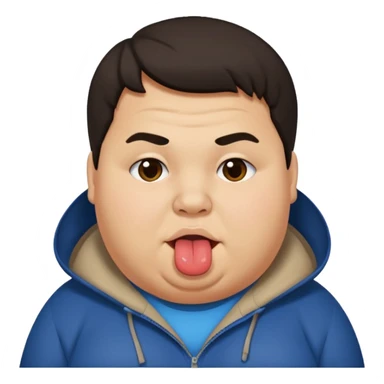 Fat teen from kosovo with flat hair covering his forehead, with his tongue out sticker