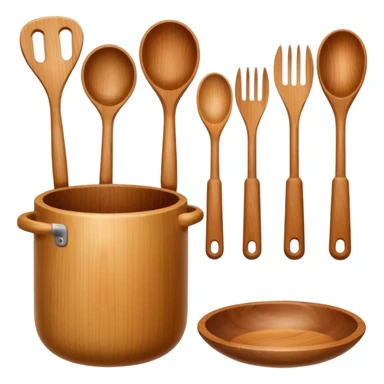 wooden kitchen utensils and items sticker