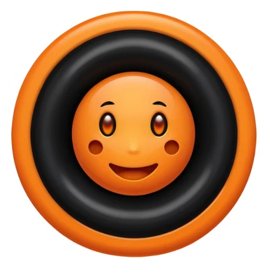 make a blackhole, accretion disk and all, with an orange smiley face, black head, orange ring, orange eyes, orange mouth, no other details sticker