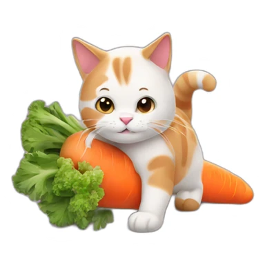 cat eating carrot sticker