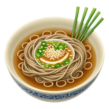 soba noodles in a bowl, top view sticker