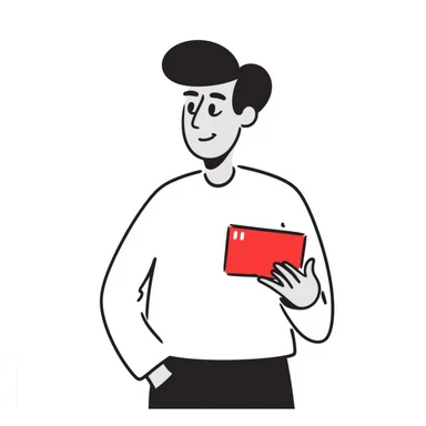 A man holds a red card in front of him sticker