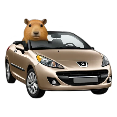 capybara in a peugeot 207 coupé cabriolet sticker