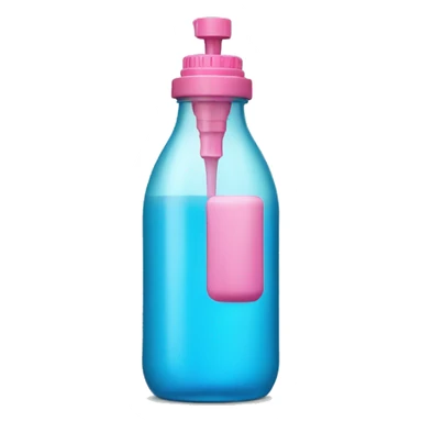blue bottle with pink pump sticker