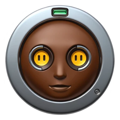 3D render of Data Port, futuristic cyborg aesthetic, fusion of organic skin and chrome metal, metallic socket embedded in dark brown skin, exposed wiring,emoji style, isolated on white background --v 6.0. sticker