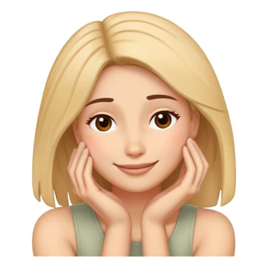 Exhausted but smiling woman with head resting on palm sticker