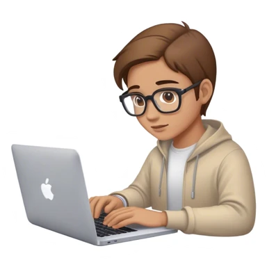 developer typing on macbook brown sticker